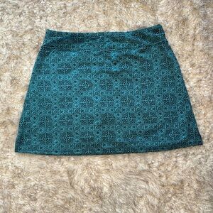 Elegant Teal Patterned Mini Skirt